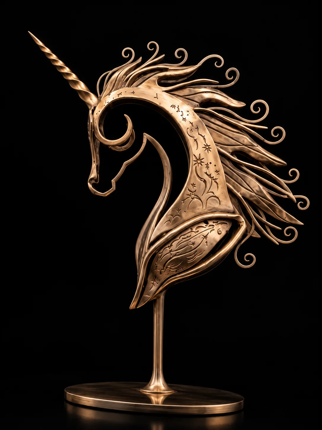 Bronze-finish sculptural unicorn selected as the Ferrari Arts brand emblem