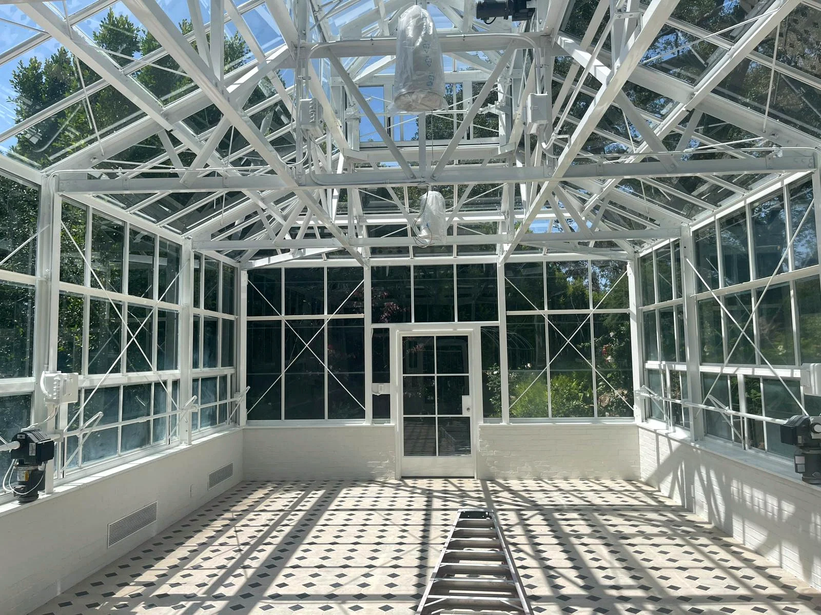 Complex glazed architectural steel framework